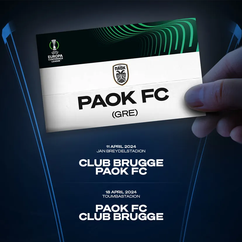 Club treft PAOK in kwartfinales Conference League